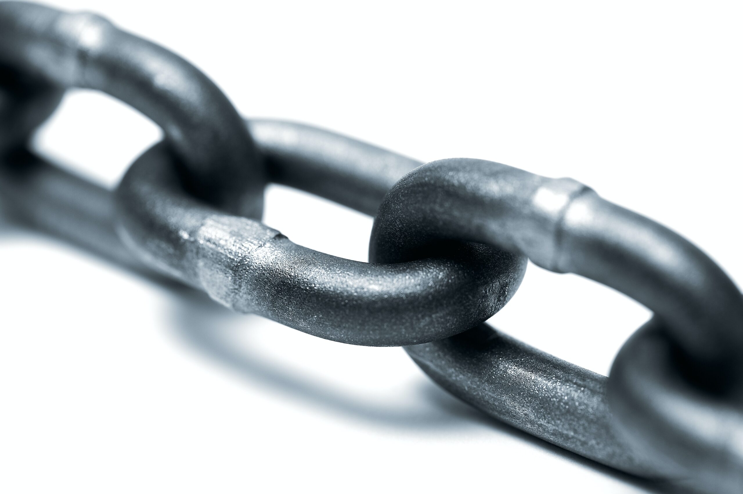 metal chain links on a white background